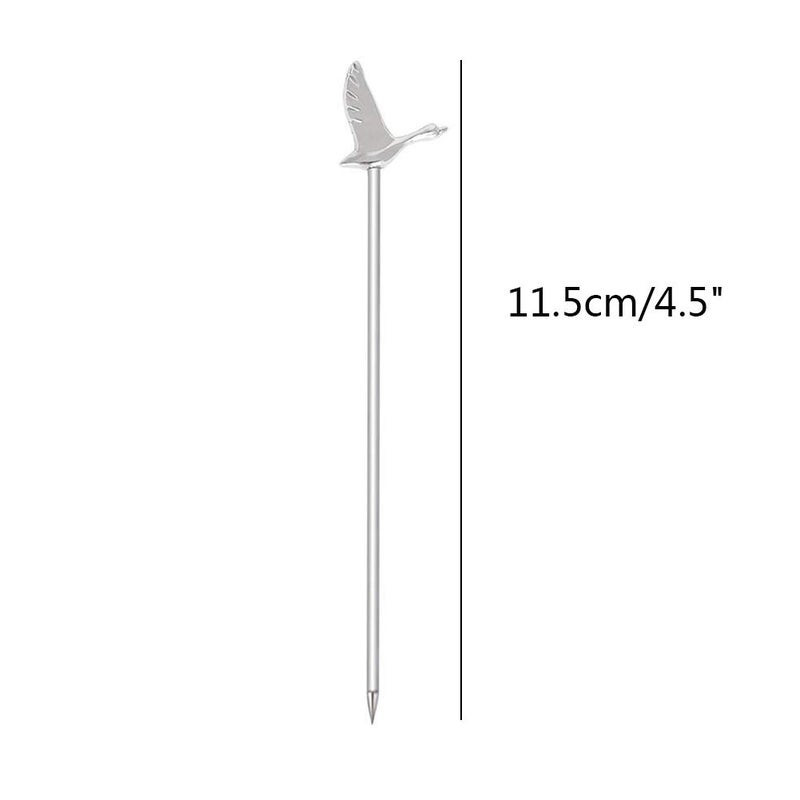 DEEKOUDT Stainless Steel Greylag Goose Martini Cocktail Picks for Fruit,Cocktail,Party,Wedding Set of 6 (Silver) - Image 2